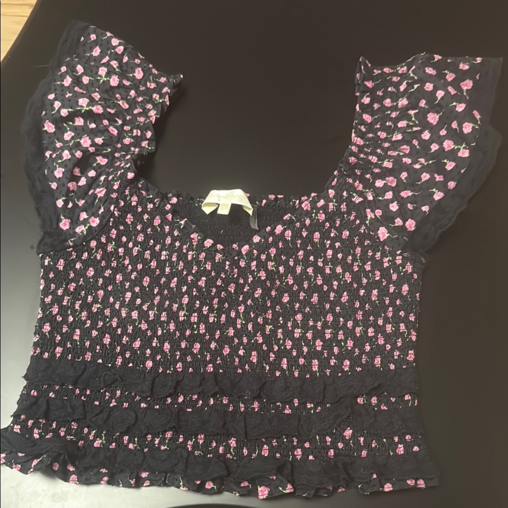 Floral Black and Pink Women's Top